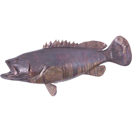 Estuary Cod Fish Wall Sculpture by Phillips Collection in brown and copper patina. Made from resin in a coastal style.