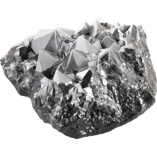 Cast Crystal Tabletop Object II by Phillips Collection in silver and liquid silver. Made from resin, resin composite in a rustic style.