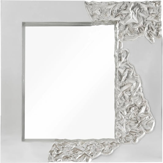 Mercury Square Silver Mirror by Phillips Collection in silver and silver leaf. Made from resin, resin composite in a modern style.