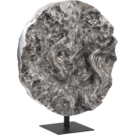 Cast Root Silver Standing Sculpture by Phillips Collection in silver, black and silver leaf. Made from resin metal, iron in a rustic style.