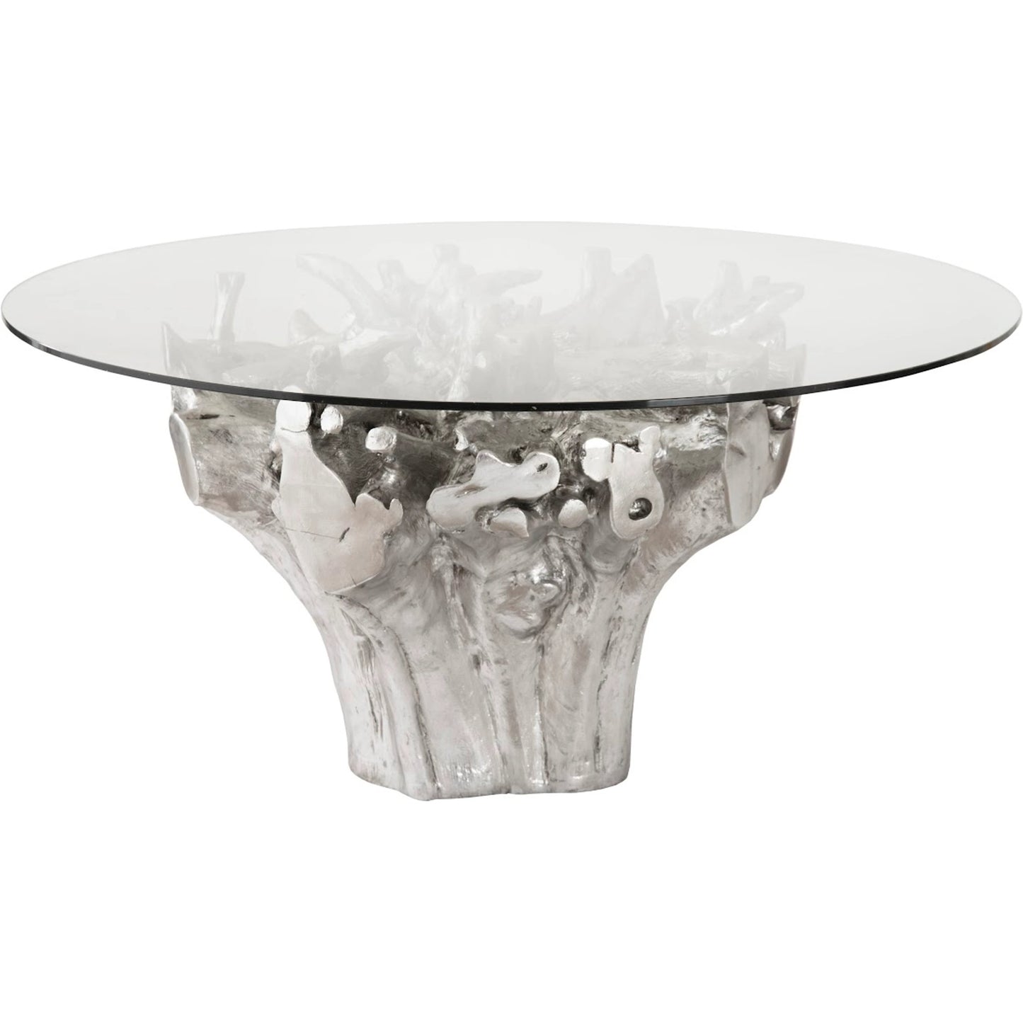000 SI-1944937 | Primary Silo | Root Small Silver Dining Table Base by Phillips Collection in silver, clear and silver leaf. Made from resin glass in a modern style.
