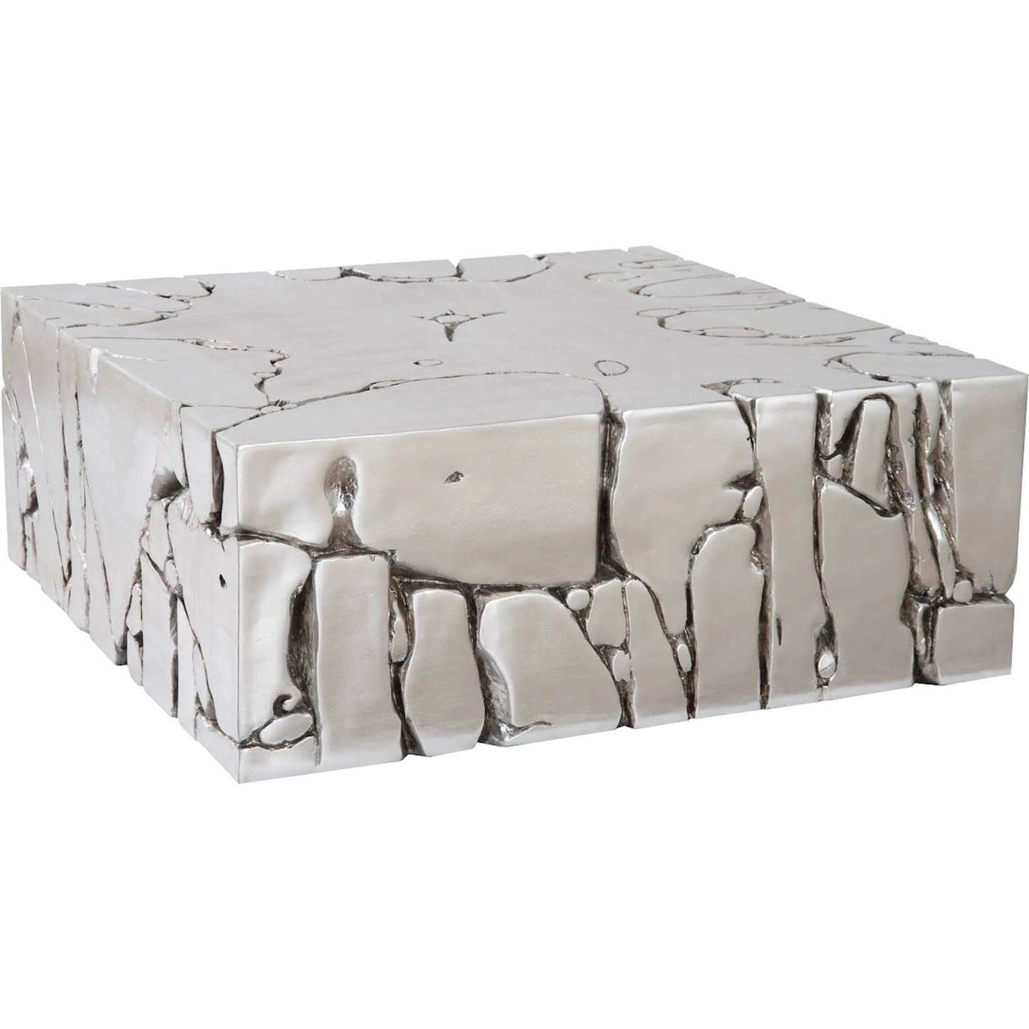 000 SI-1944812 | Primary Silo | Chunk Square Silver Coffee Table by Phillips Collection in silver and silver leaf. Made from resin, resin composite in a modern style.
