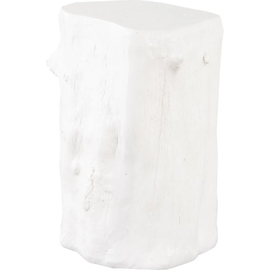 Log Small White Stool by Phillips Collection in white and gel coat. Made from resin composite in a eclectic & global style.