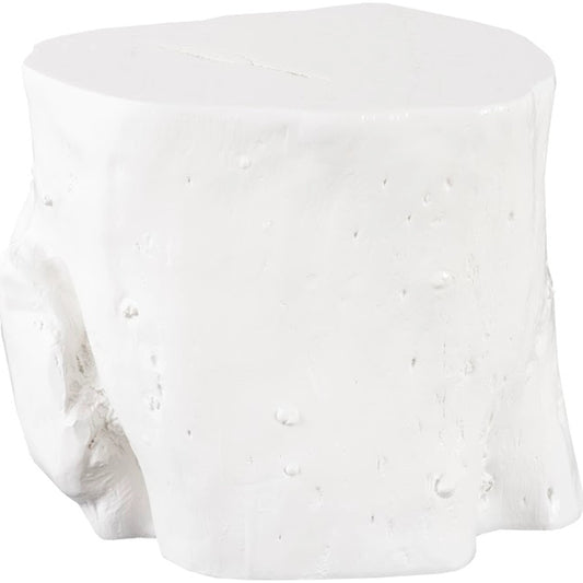 Log Small White Stool by Phillips Collection in white and gel coat. Made from resin composite in a eclectic & global style.