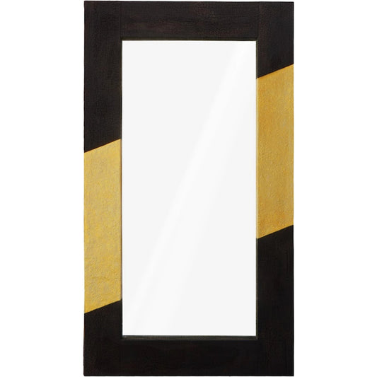 Scorched Mirror by Phillips Collection in black, gold and gold leaf. Made from resin in a modern style.