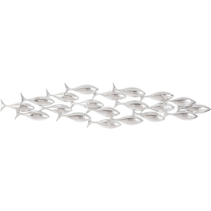 Silver School of Fish Wall Art by Phillips Collection in silver and silver leaf. Made from resin in a modern style.