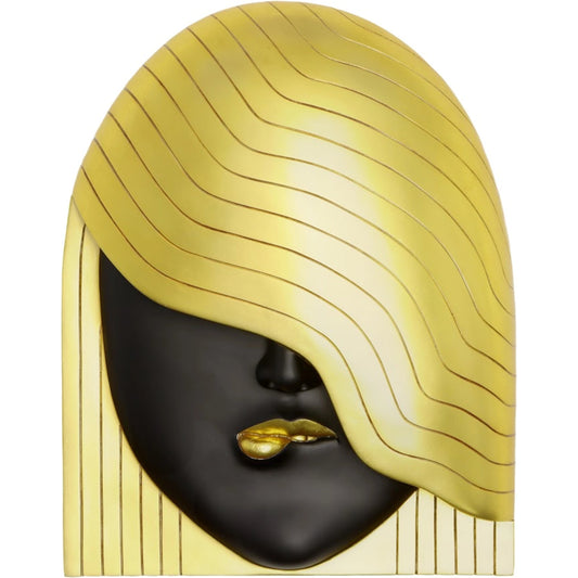 Fashion Faces Wave Large Black and Gold Wall Art by Phillips Collection in black, gold and gold leaf. Made from resin in a modern style.
