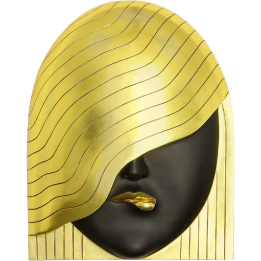 Fashion Faces Wave Large Black and Gold Wall Art by Phillips Collection in black, gold and gold leaf. Made from resin in a modern style.