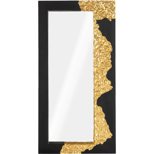 Mercury Rectangular Black Gold Mirror by Phillips Collection in black, gold and gold leaf. Made from resin in a modern style.