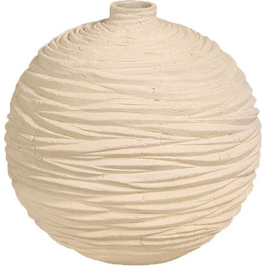 Waves Sphere Vase by Phillips Collection in off white and stone cast. Made from resin composite in a eclectic & global style.