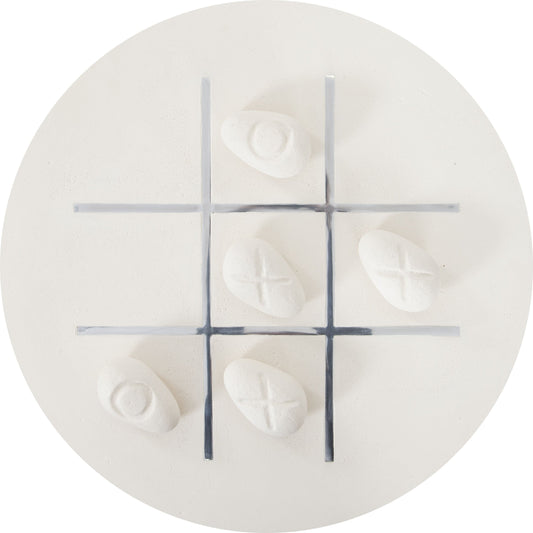 Tic-Tac-Toe Stone by Phillips Collection in off white and stone cast. Made from resin composite in a modern style.