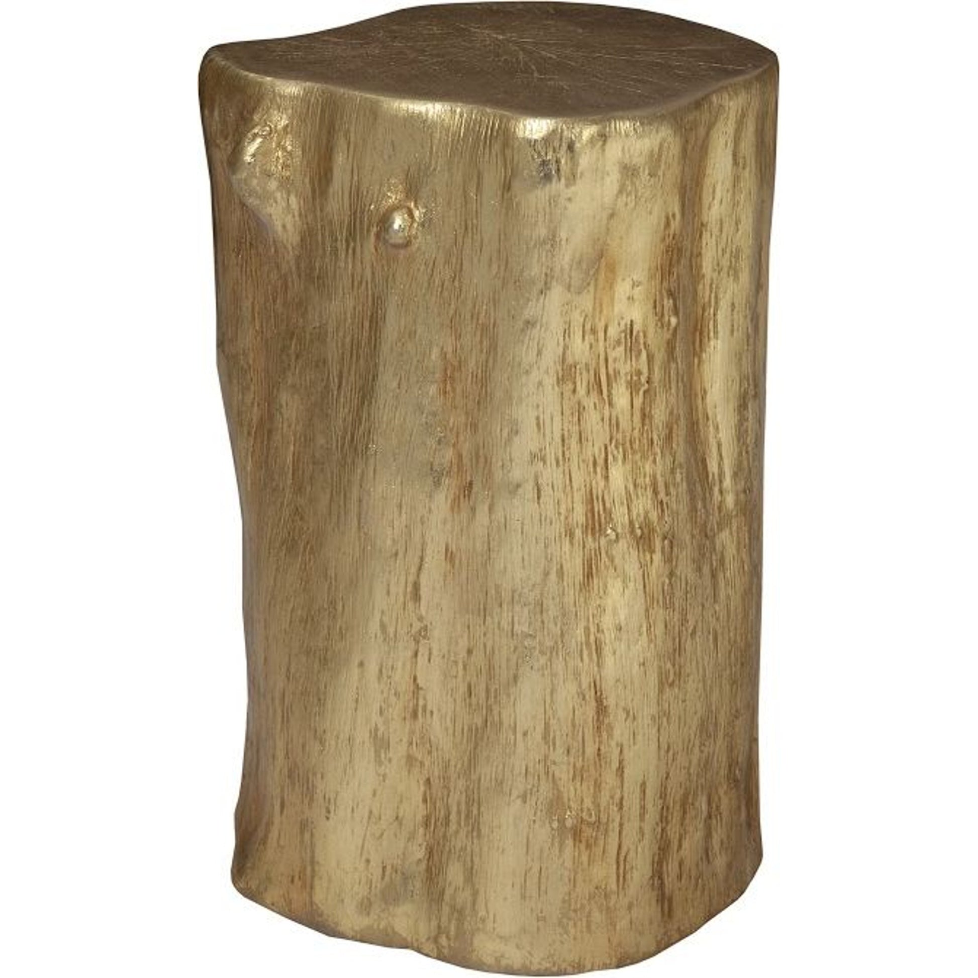 Log Gold Stool by Phillips Collection in gold and gold leaf. Made from resin in a eclectic & global style.