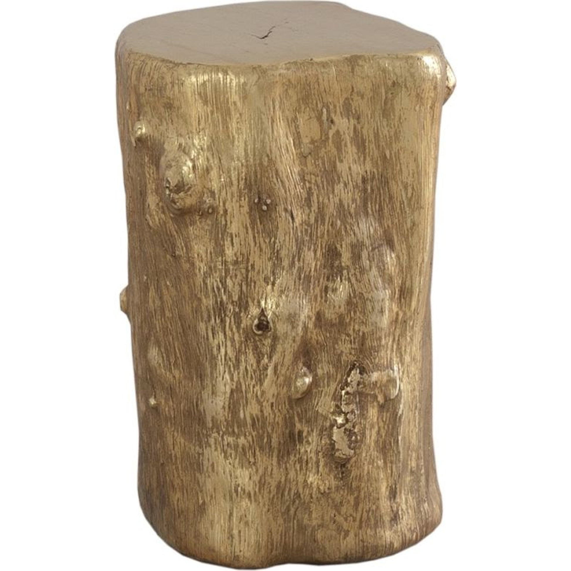 Log Gold Stool by Phillips Collection in gold and gold leaf. Made from resin in a eclectic & global style.