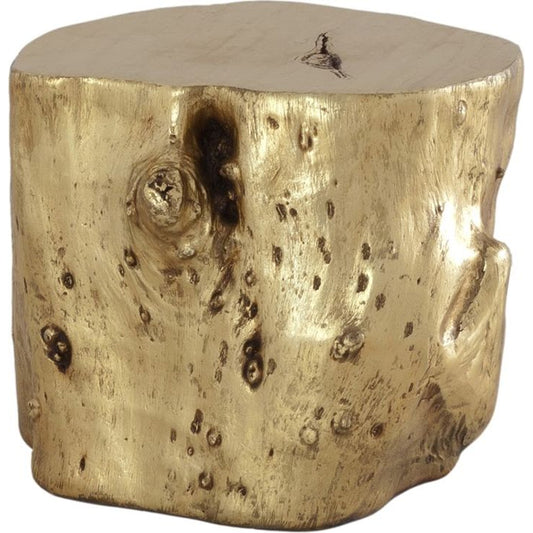 Log Gold Stool by Phillips Collection in gold and gold leaf. Made from resin in a eclectic & global style.