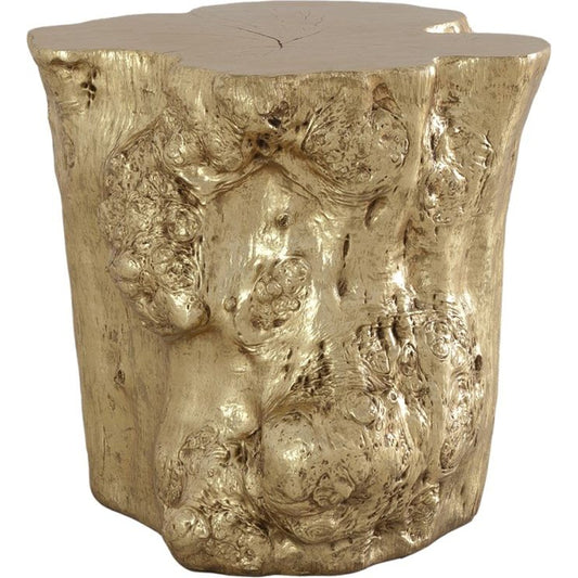 Log Gold Side Table by Phillips Collection in gold and gold leaf. Made from resin in a eclectic & global style.