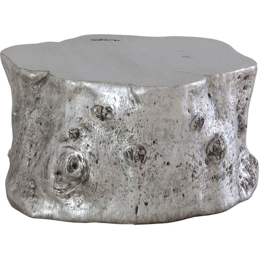 Log Silver Coffee Table by Phillips Collection in silver and silver leaf. Made from resin in a eclectic & global style.