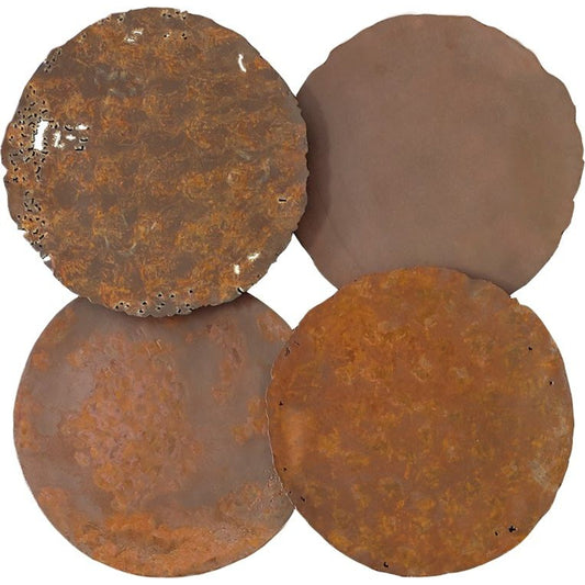Galvanized Wall Discs by Phillips Collection. Made from resin in a rustic style.