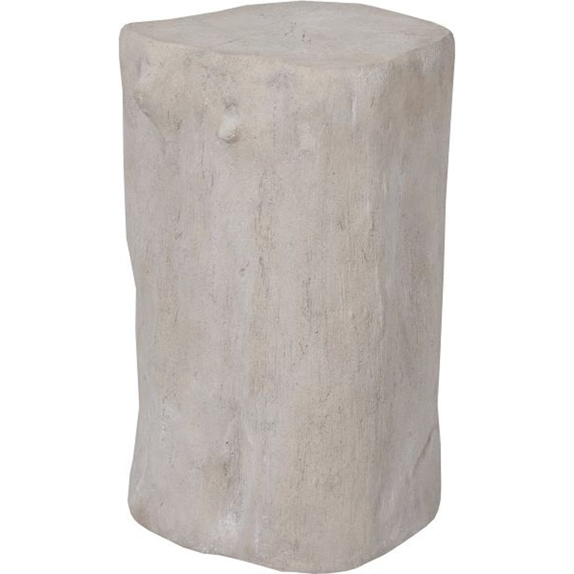 Log Roman Stone Stool by Phillips Collection in off white and roman stone. Made from resin composite in a eclectic & global style.