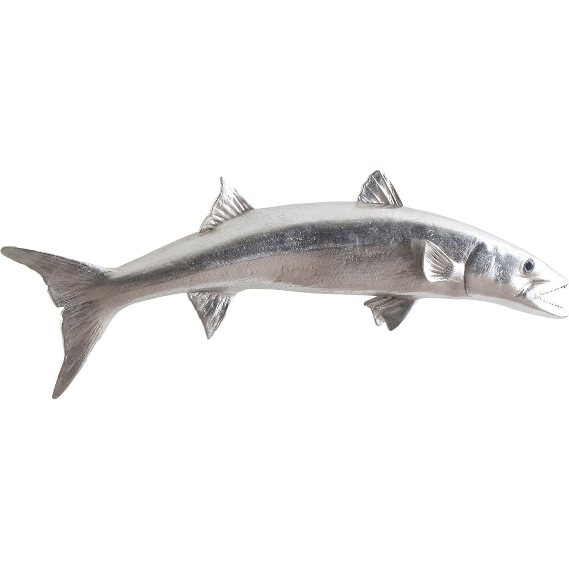 Barracuda Fish by Phillips Collection in silver. Made from resin in a coastal style.