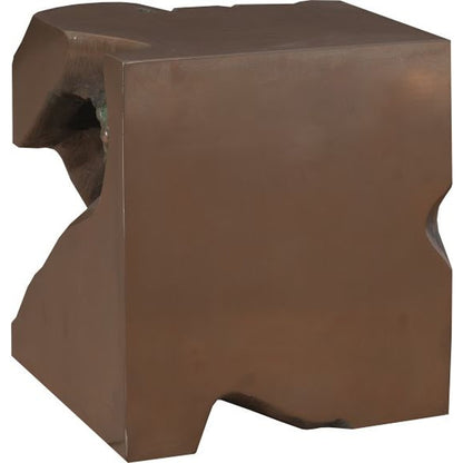 Freeform Stool by Phillips Collection in brown and gold leaf, faux bois. Made from resin in a modern style.