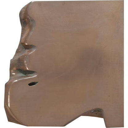 Freeform Stool by Phillips Collection in brown and gold leaf, faux bois. Made from resin in a modern style.