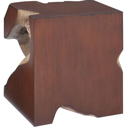 Freeform Stool by Phillips Collection in brown and gold leaf, faux bois. Made from resin in a modern style.