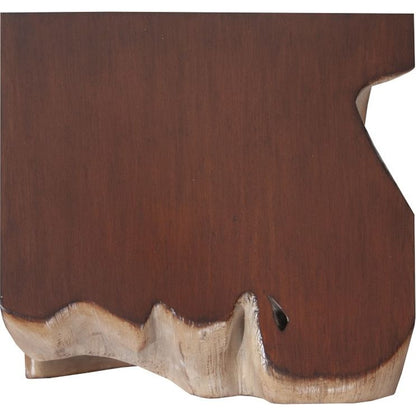 Freeform Stool by Phillips Collection in brown and gold leaf, faux bois. Made from resin in a modern style.