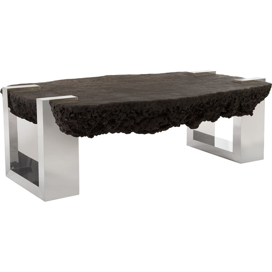 Negotiation Coffee Table by Phillips Collection in brown and dark brown. Made from metal in a modern style.