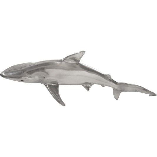 Whaler Shark by Phillips Collection in silver. Made from resin in a coastal style.