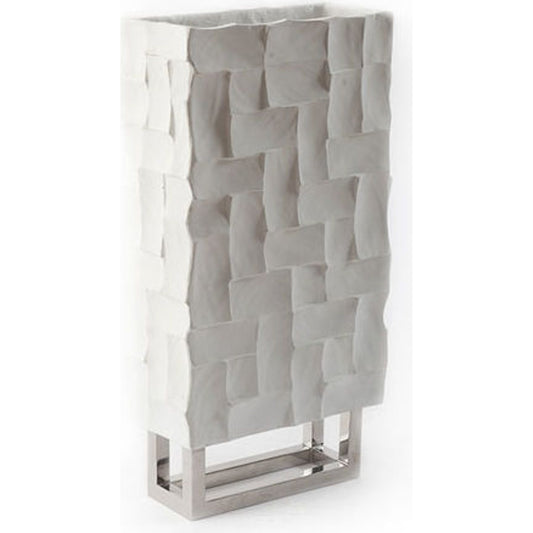Radica Tall Vase by Phillips Collection in white and white. Made from resin composite in a modern style.