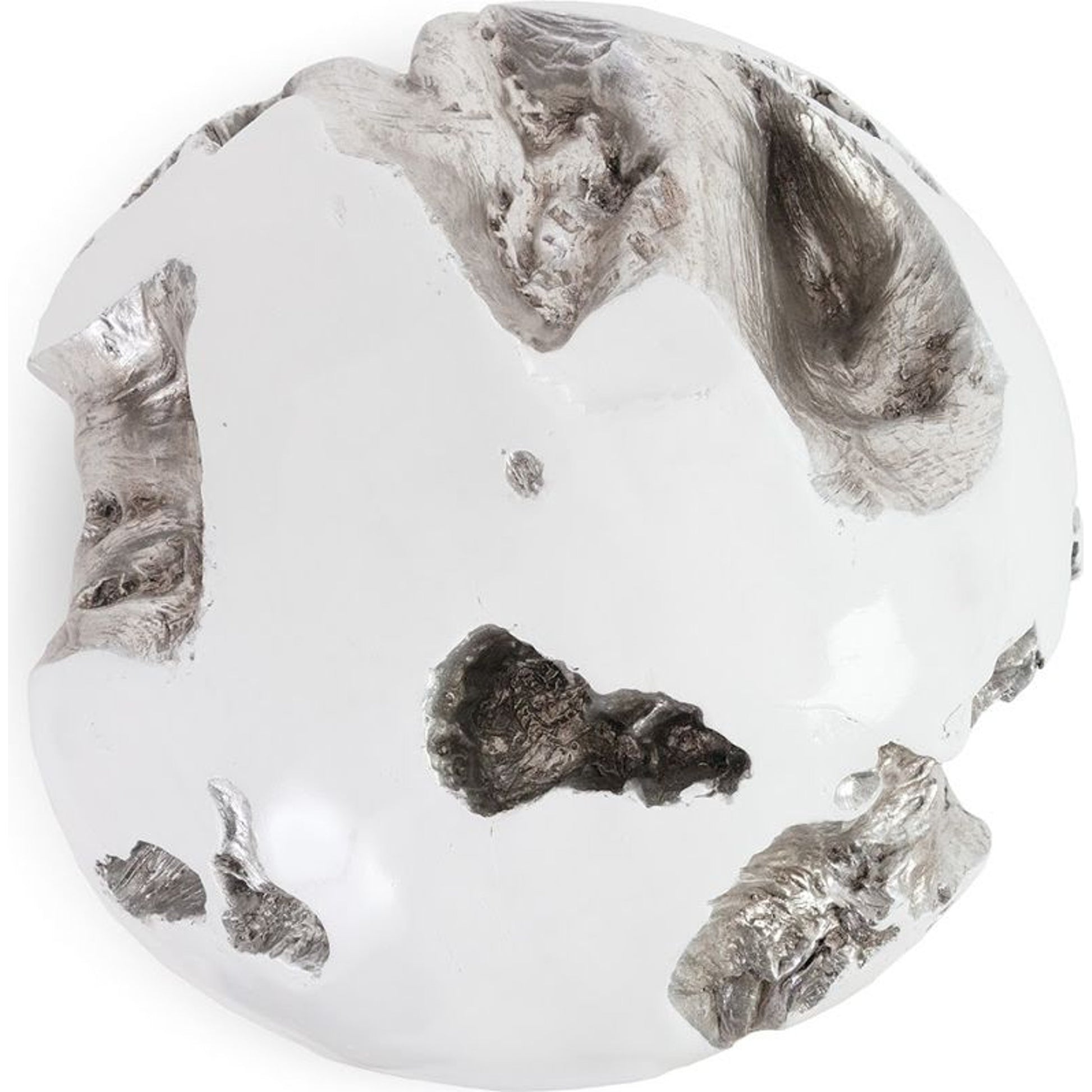 Cast Root Wall Ball by Phillips Collection in white, silver. Made from resin in a modern style.