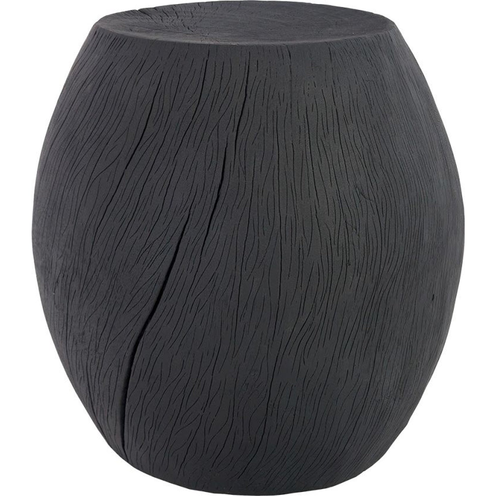 Drum Stool Resin, Charred by Phillips Collection in black and charred. Made from resin in a eclectic & global style.