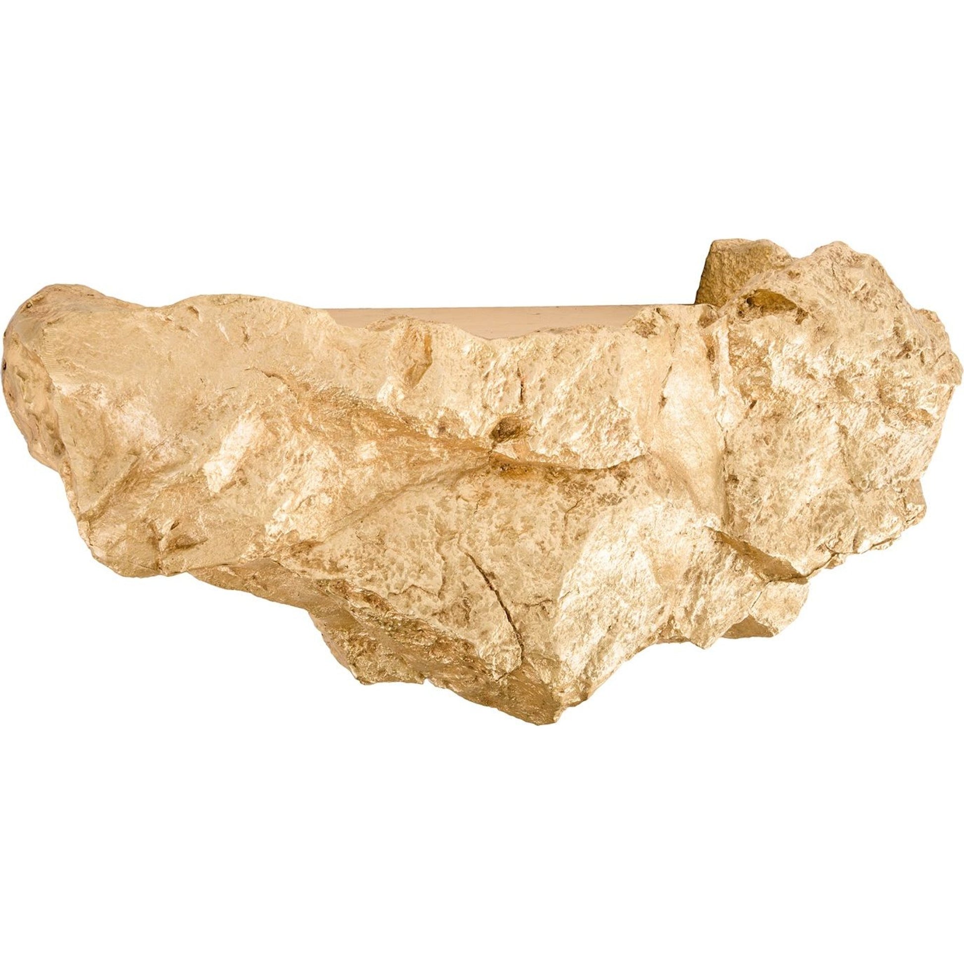 Boulder Shelf by Phillips Collection in gold and gold leaf. Made from resin in a modern style.
