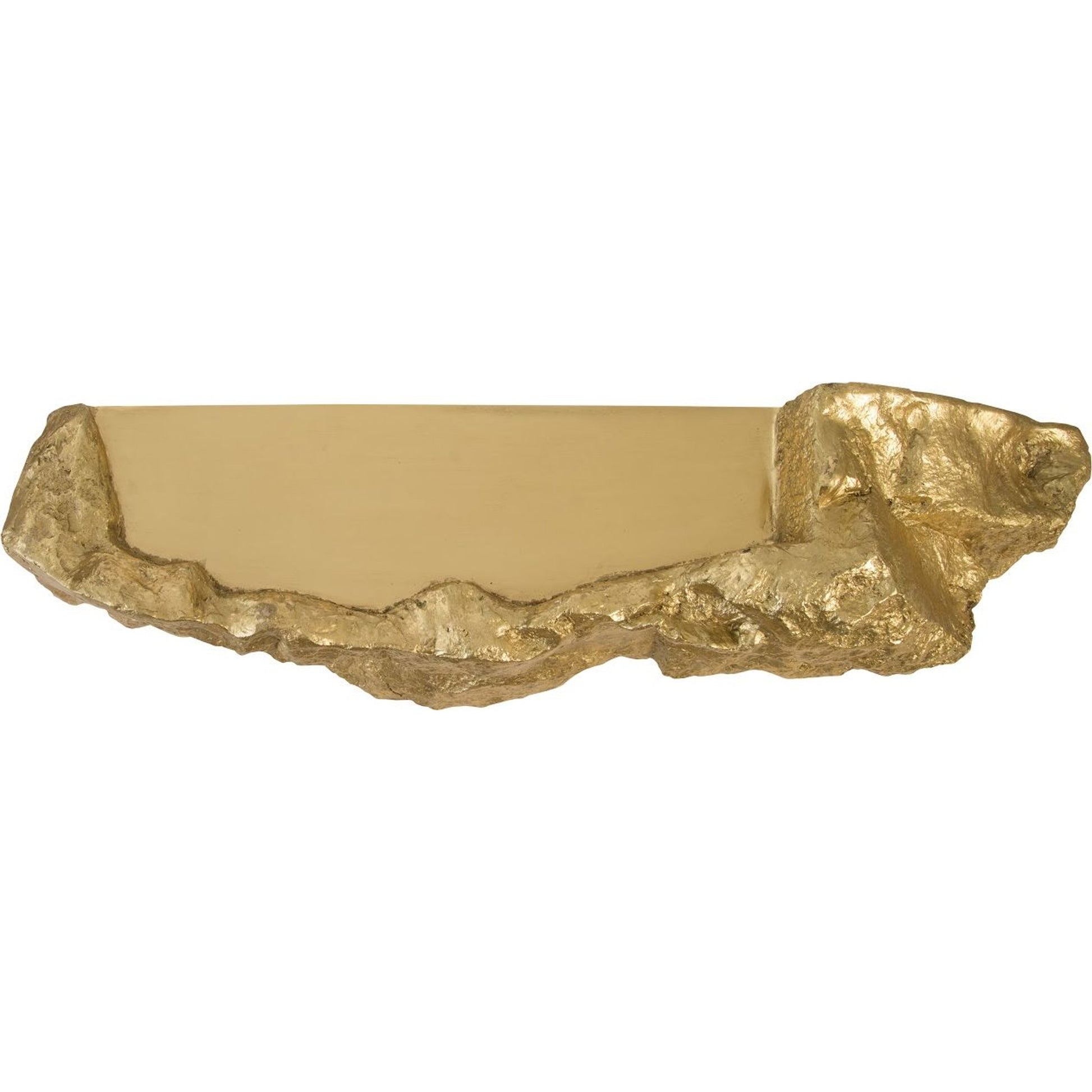 Boulder Shelf by Phillips Collection in gold and gold leaf. Made from resin in a modern style.