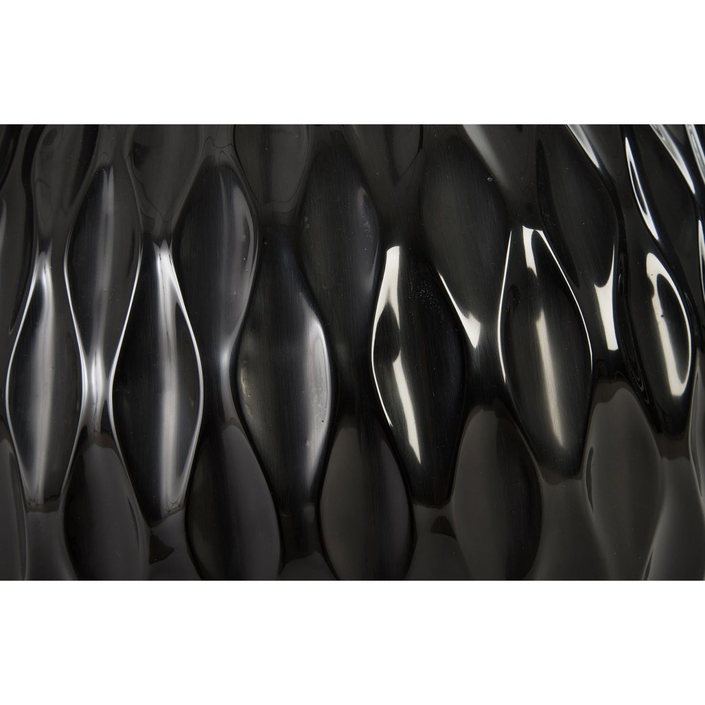 003 SR-820775 | Closeup | Ripple Planter I by Phillips Collection in black and gel coat. Made from resin in a modern style.