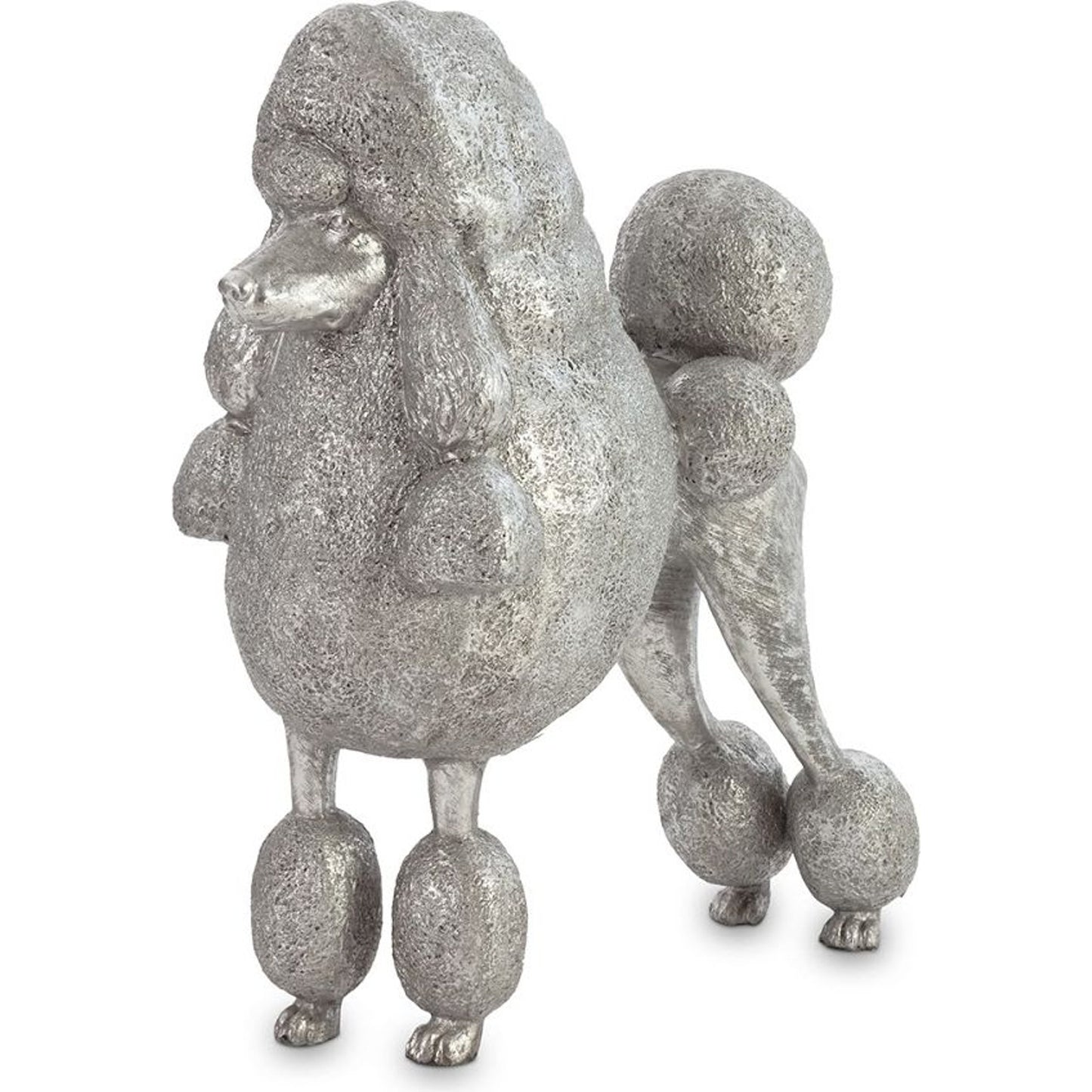 000 SR-820753 | Primary Silo | Poodle by Phillips Collection in silver and silver leaf. Made from resin in a modern style.