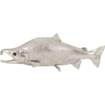Sockeye Salmon Fish by Phillips Collection in silver and silver leaf. Made from resin in a coastal style.