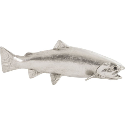 Rainbow Trout Fish by Phillips Collection in silver and silver leaf. Made from resin in a modern style.
