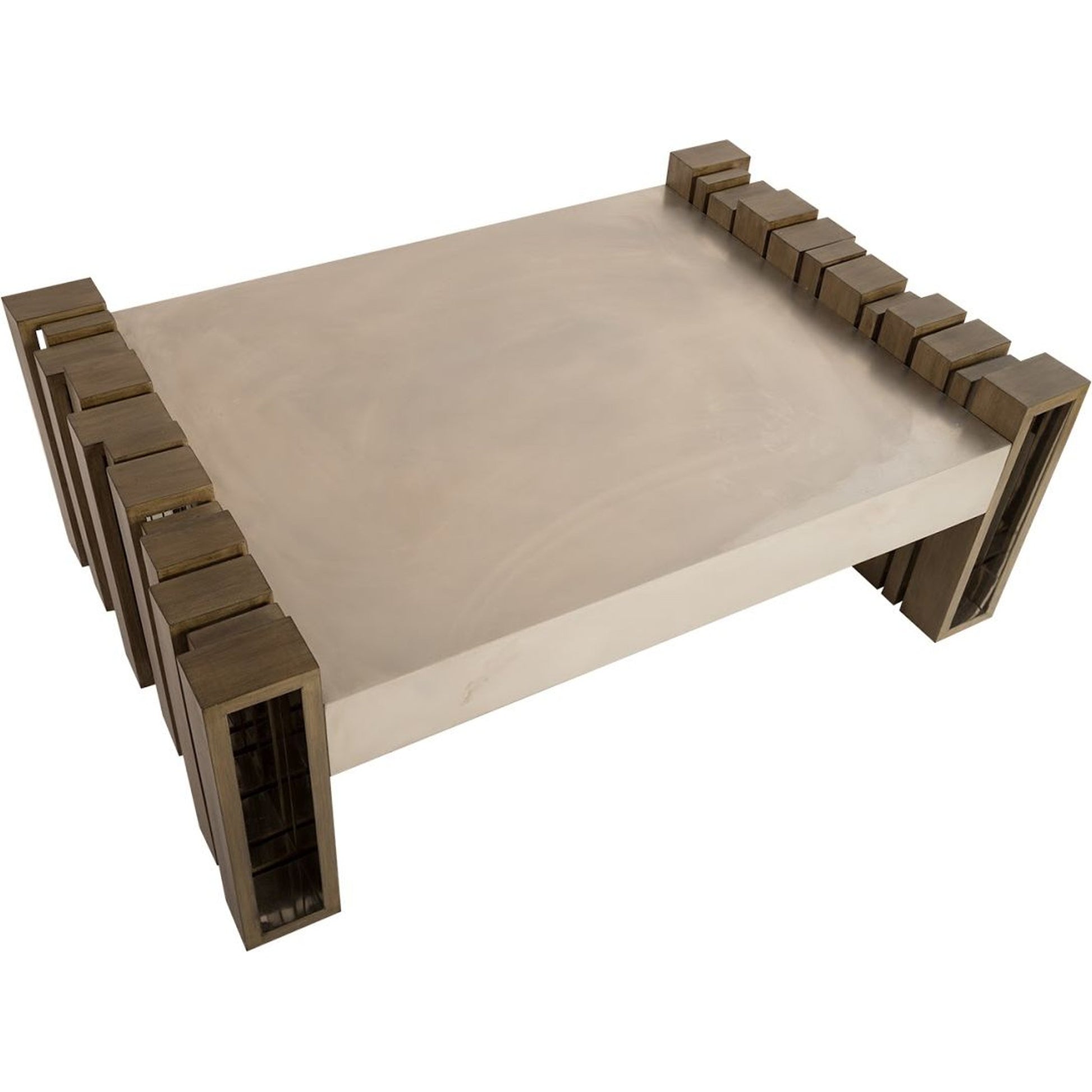 Barcode Coffee Table by Phillips Collection in brown, silver. Made from wood in a modern style.