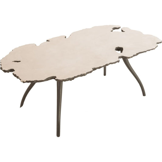 Lava Coffee Table on Iron Legs by Phillips Collection in black, silver. Made from metal in a modern style.