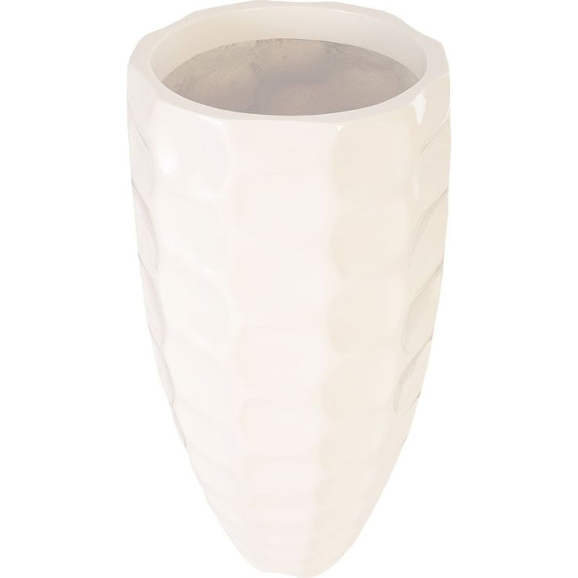 Mando Planter by Phillips Collection in white and gel coat. Made from resin in a modern style.