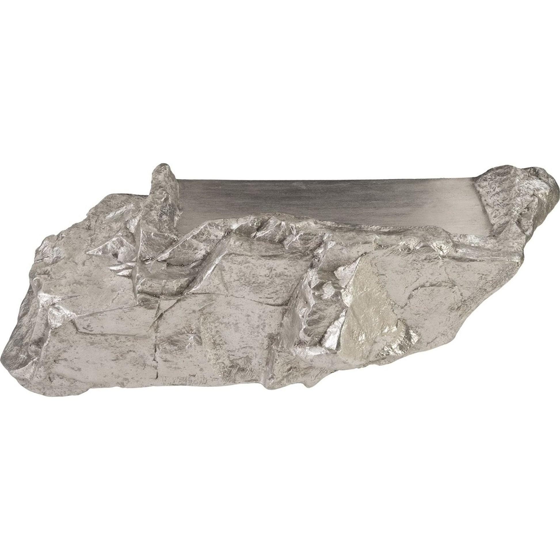 Boulder Shelf by Phillips Collection in gold and gold leaf. Made from resin in a modern style.