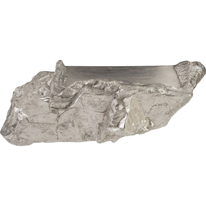 Boulder Shelf by Phillips Collection in gold and gold leaf. Made from resin in a modern style.