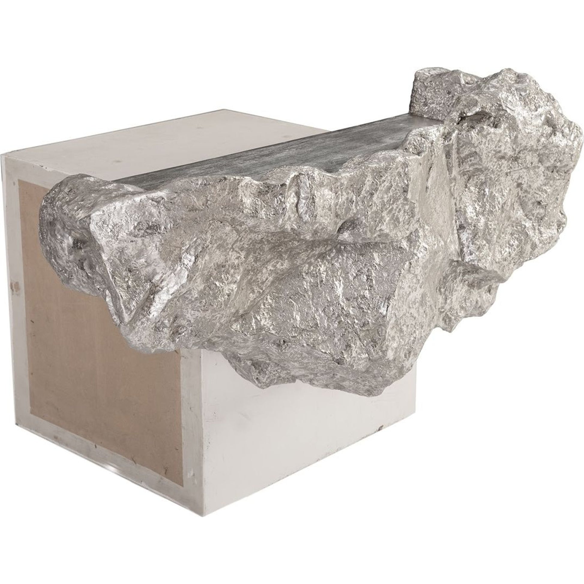 Boulder Shelf by Phillips Collection in gold and gold leaf. Made from resin in a modern style.