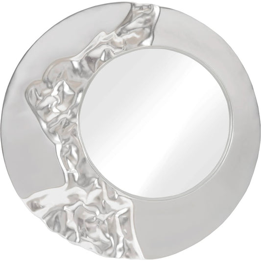 Mercury Round Silver Mirror by Phillips Collection in silver and silver leaf. Made from resin, resin composite in a modern style.