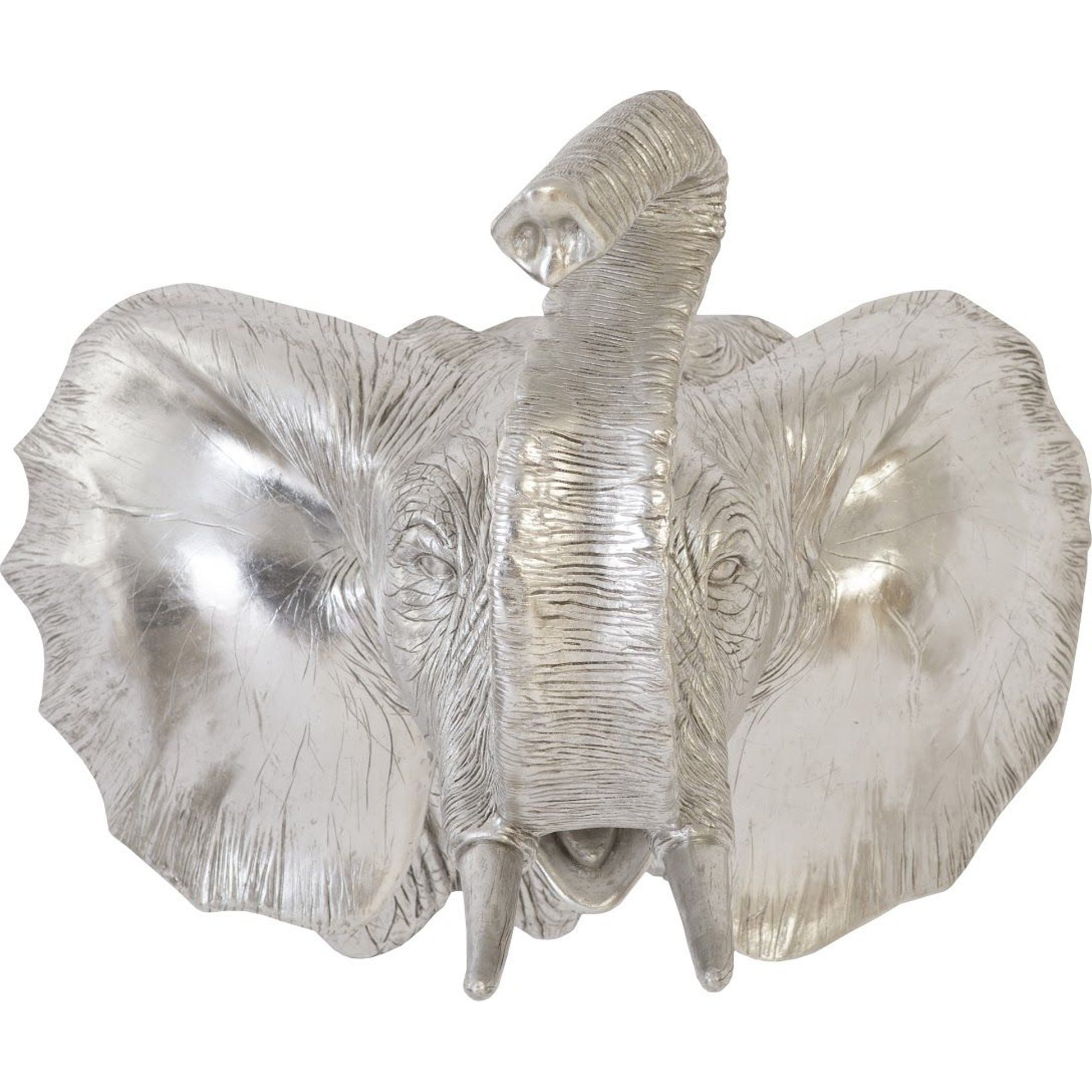 Elephant Wall Art by Phillips Collection in silver and silver leaf. Made from resin in a eclectic & global style.