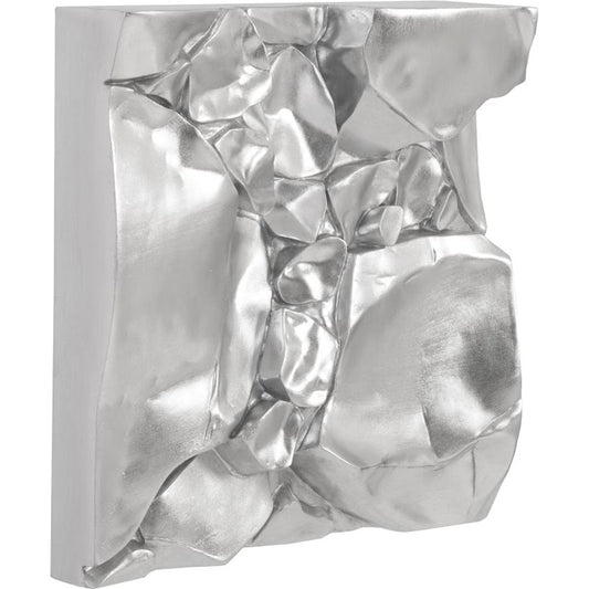 Cairn Wall Tile by Phillips Collection in silver and silver leaf. Made from resin in a modern style.