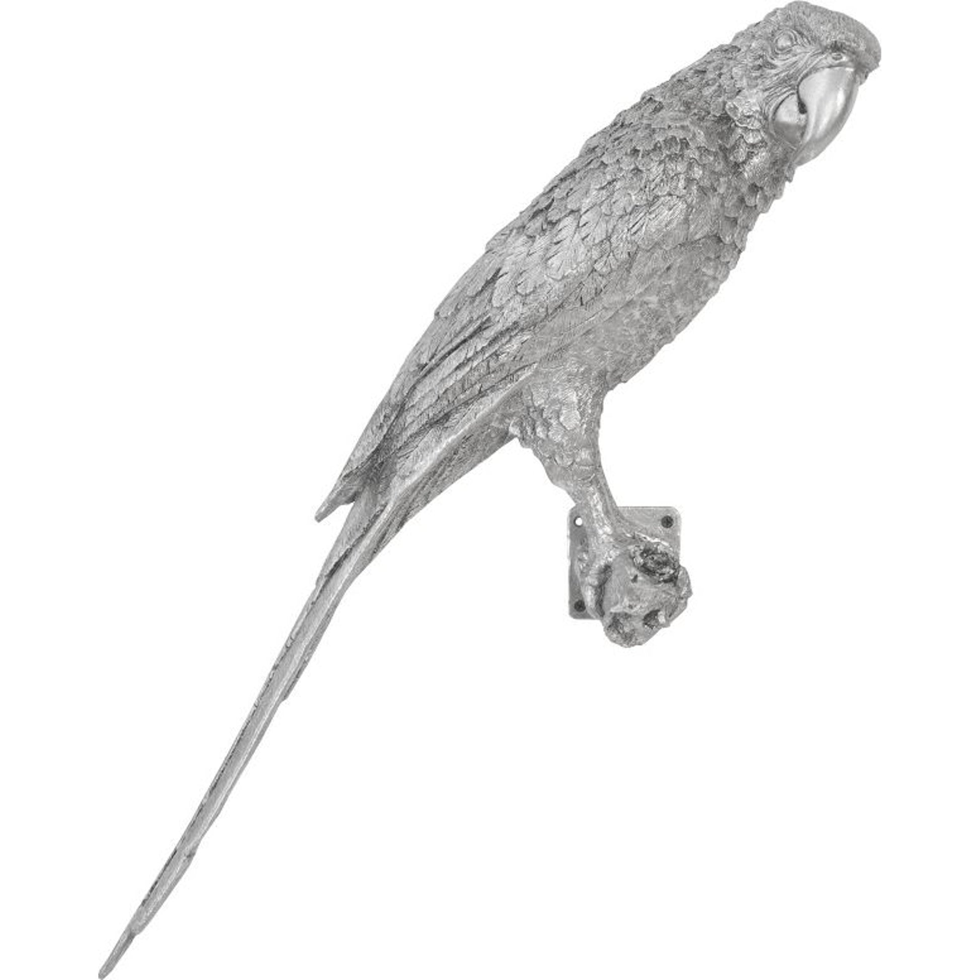 Parrot Wall Art by Phillips Collection in silver and silver leaf. Made from resin in a coastal style.