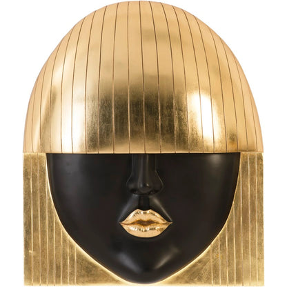 Fashion Faces Large Kiss Black and Gold Wall Art by Phillips Collection in black, gold and gold leaf. Made from resin in a modern style.