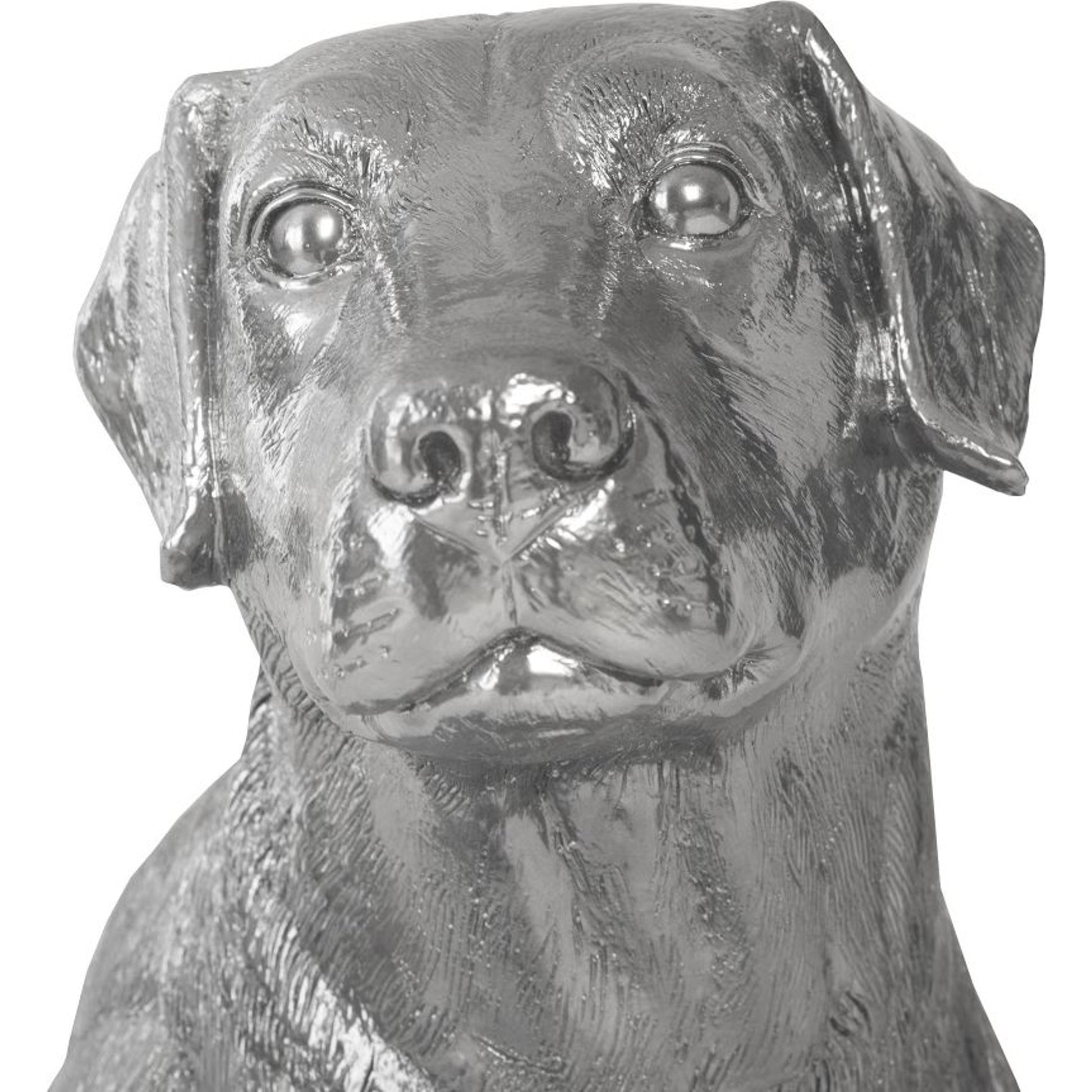 Labrador by Phillips Collection in silver and liquid silver. Made from resin in a transitional style.